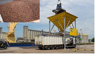 Déchargement de cacao chez HAROPA - Port de Rouen