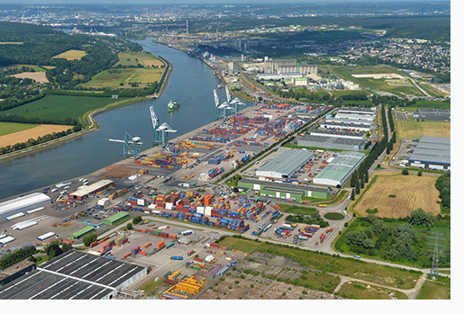 Vue aérienne du port de Rouen